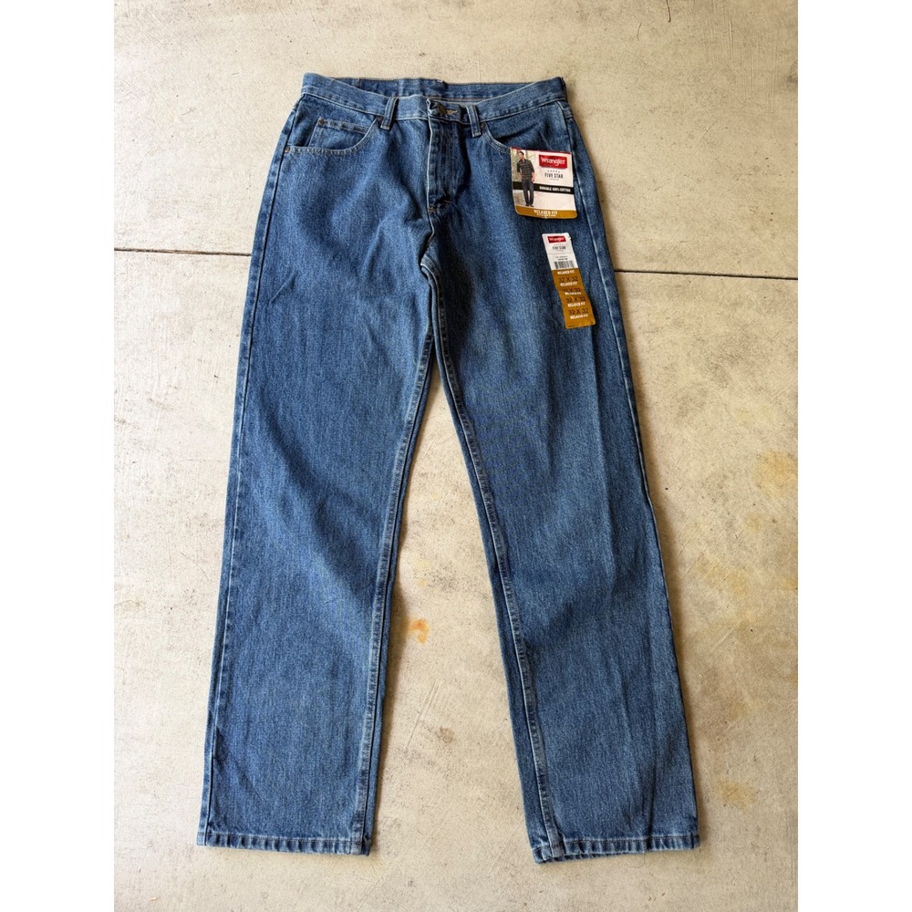 Wrangler Five Star Premium Relaxed Fit Jeans Mens 32x32 Medium Wash Blue Denim